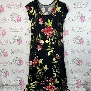 Magazine dress maxi long tshirt style flowers flowy Floral Black Dress